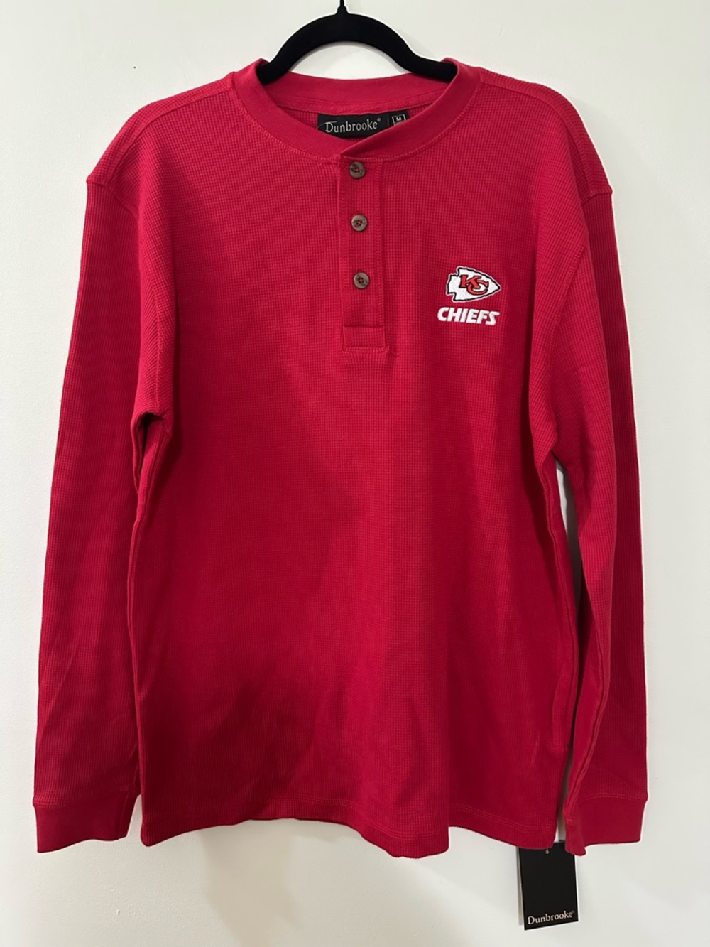Dunbrooke Red Kansas City Chiefs Thermal Henley Long Sleeve Shirt Sz Medium NWT